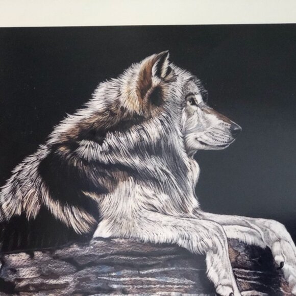 62/300 JAMIESON 1985 The Old Guard Husky Wolf Dog Black & White Print 15" x 17" - Picture 2 of 5